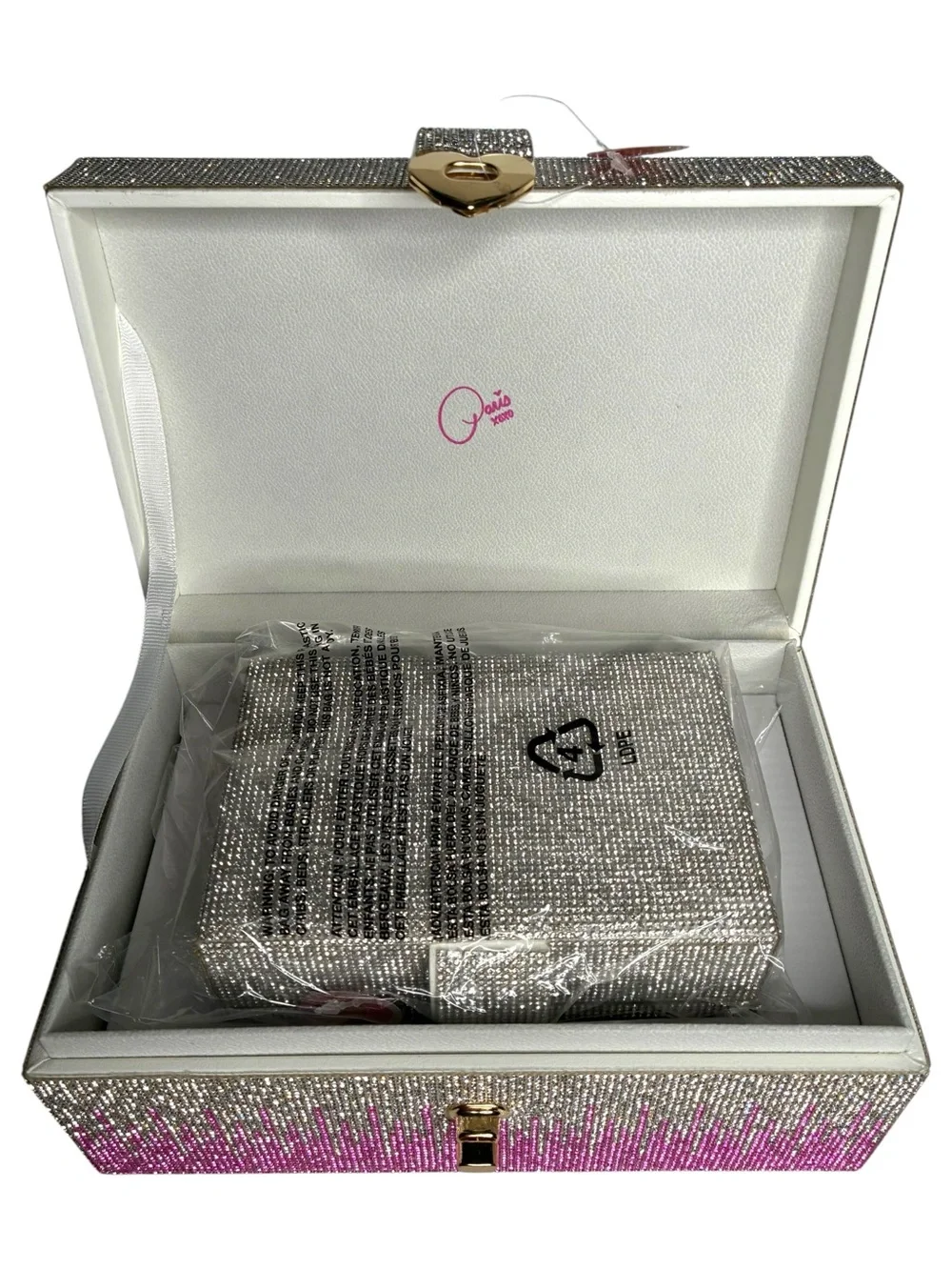 Paris Hilton Ombré Pink Silver Rhinestone Decorative Storage jewelry box Set